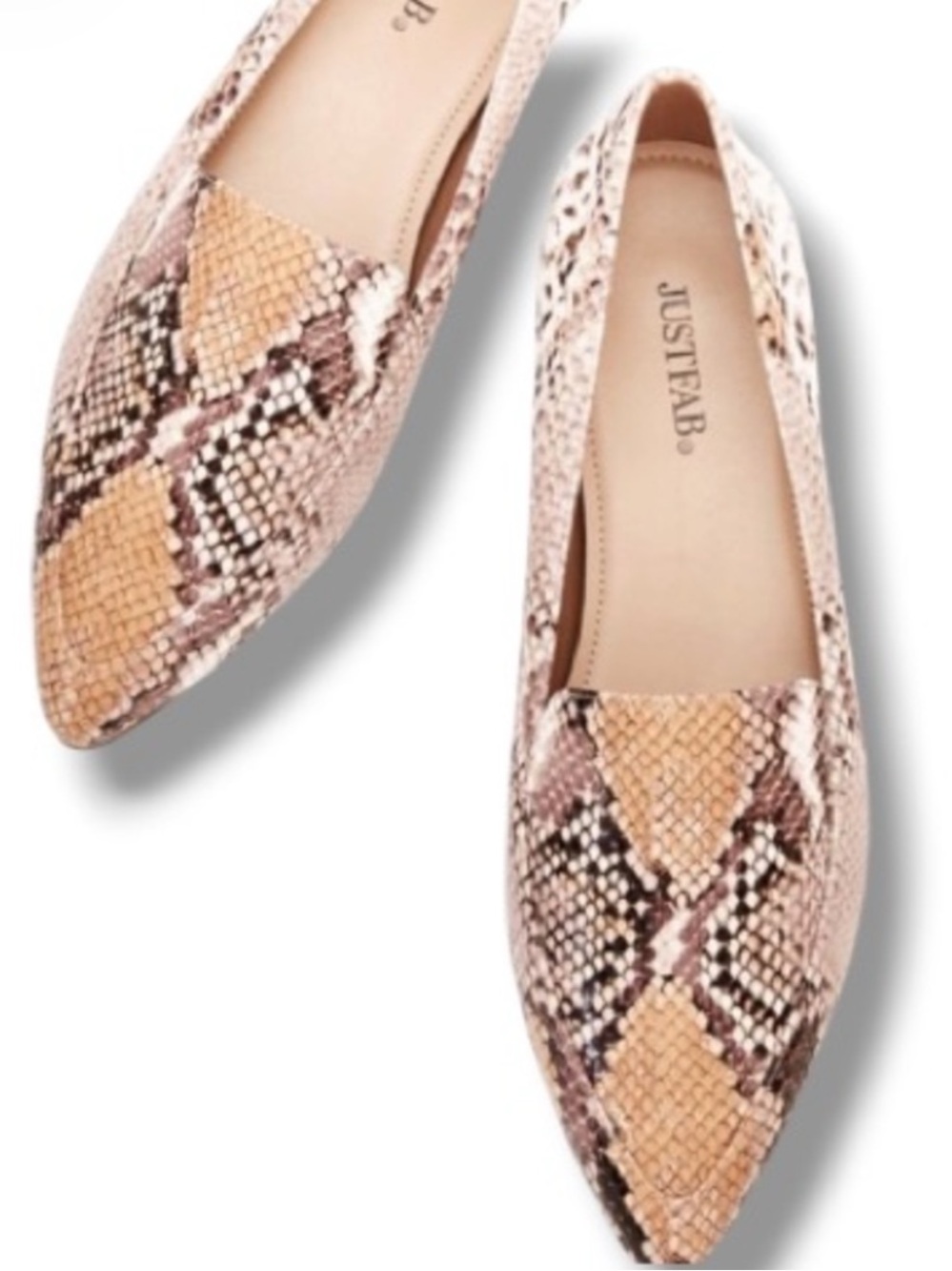 JustFab Women's Kyndria Slip-On Loafer Animal Snake Print Shoes NWOT